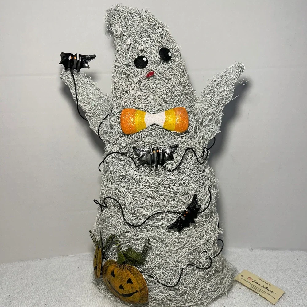Home Interiors Halloween Ghost Tealight Candle Holder Pumpkins Spun Wire 14